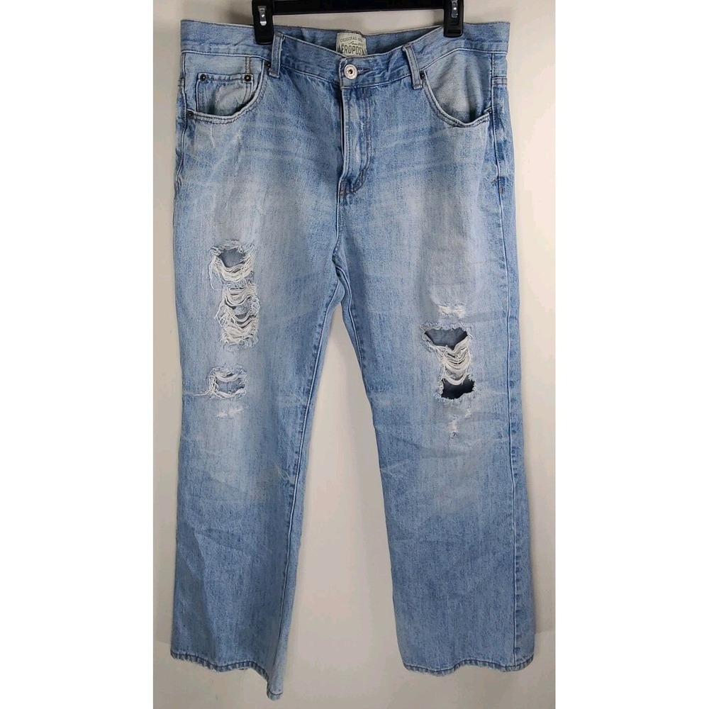 Aeropostale Men's Slim Bootcut Jeans – 38x32 – Distressed – Light Wash - EUC